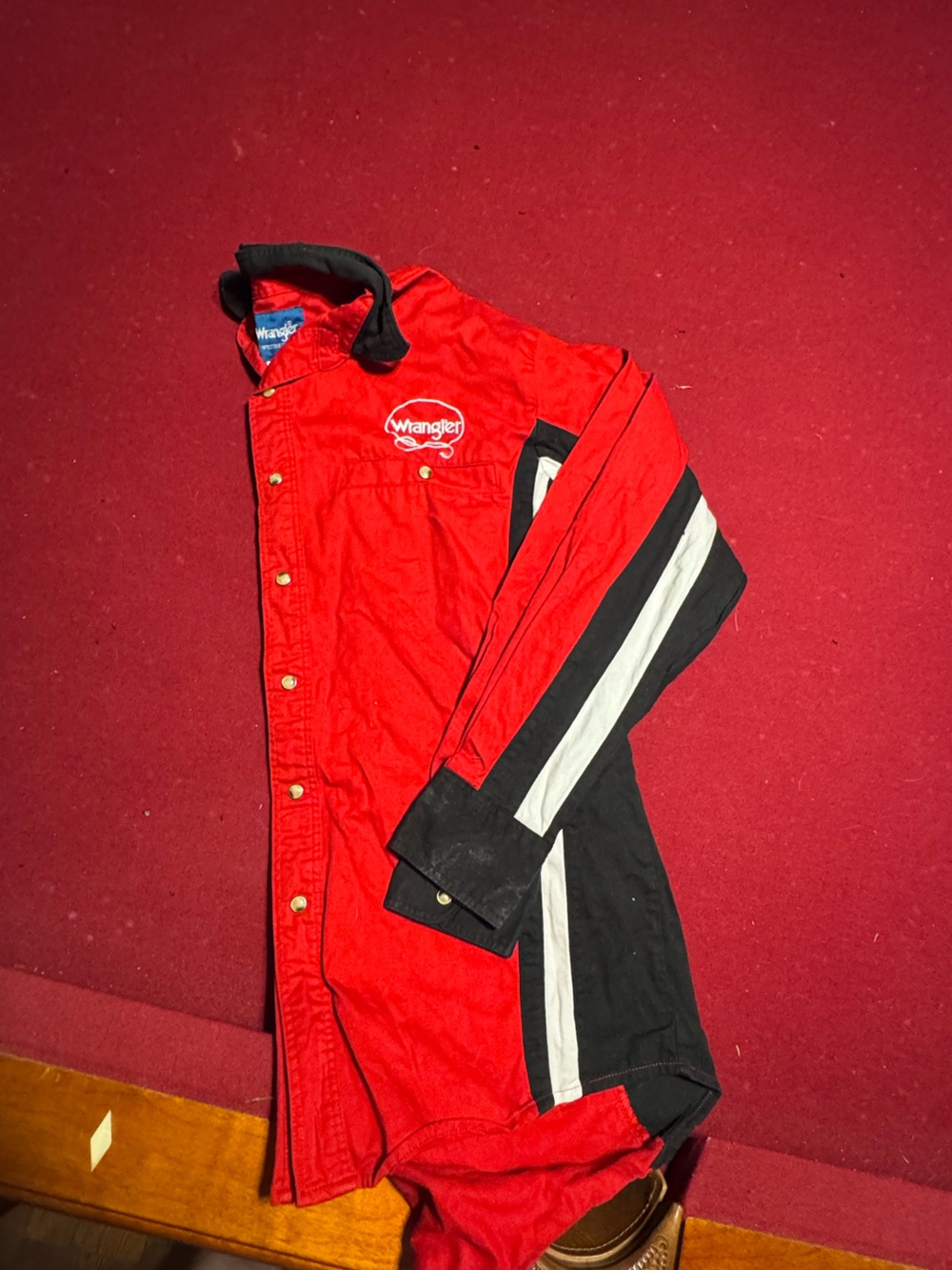 Wrangler Red, Black and White Pearl Snap